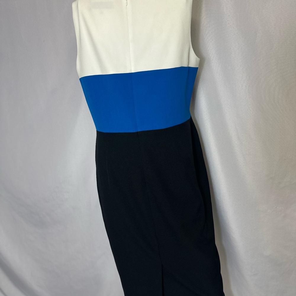 Kasper Size 10  Dress Woman’s Sleeveless Fitted Three Colored Wide Striped NWT - Picture 5 of 5